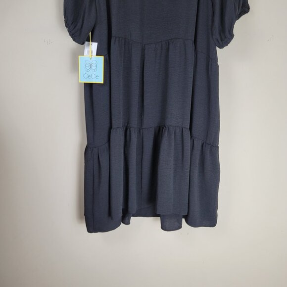 CeCe Black Tiered Midi Dress Balloon Sleeves Babydoll Boho 3X - Picture 7 of 9